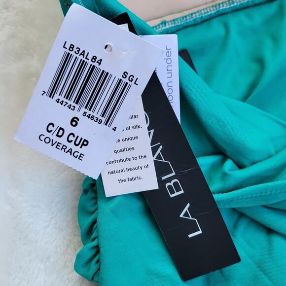 La Blanca Island Goddess Halter Tankini Top Jade Green Size  6 C D Cup - Picture 5 of 6